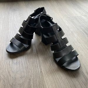 Franco Sarto black strappy heels